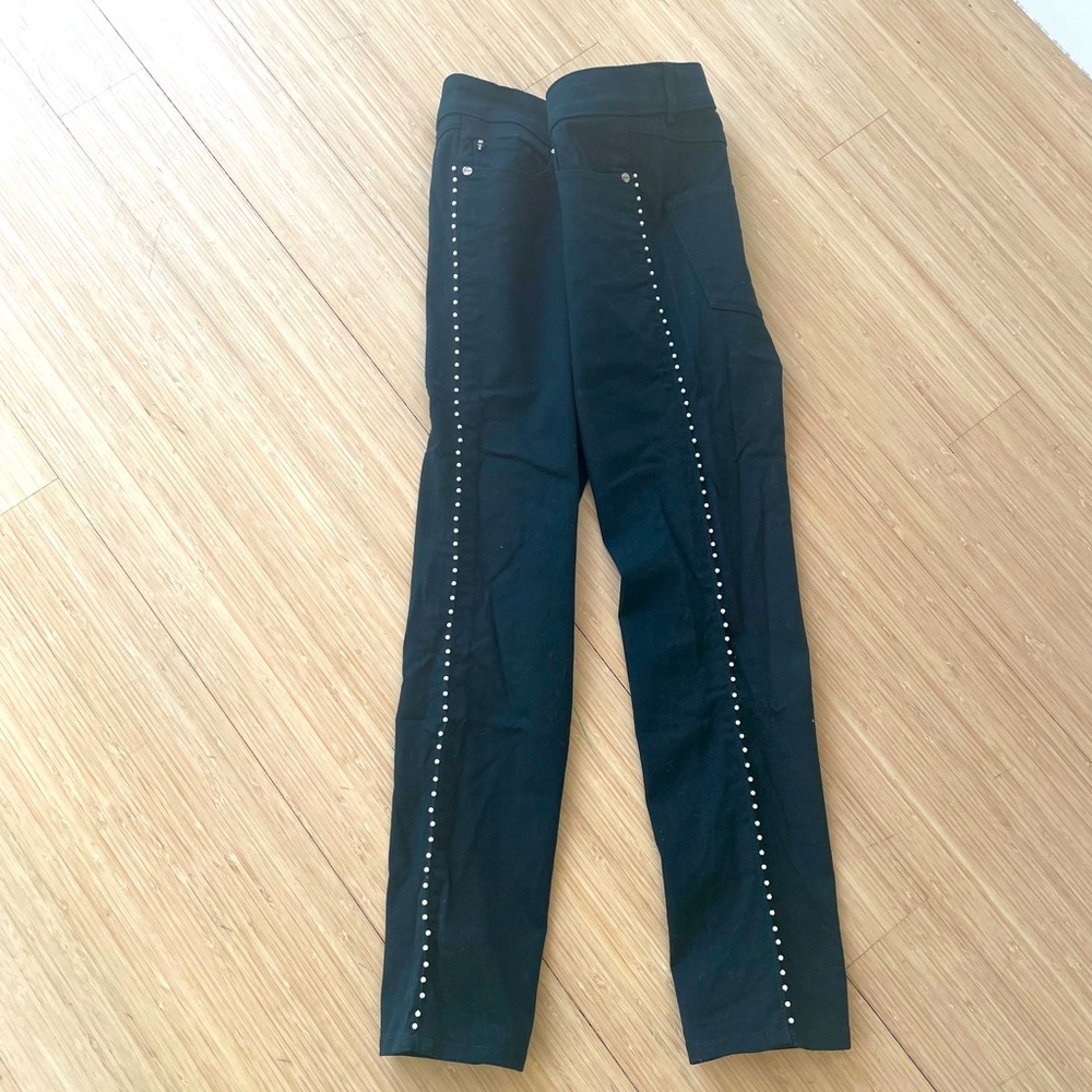 Alexander McQueen Forest Green Embellished Pearl Jeans (European Designer)